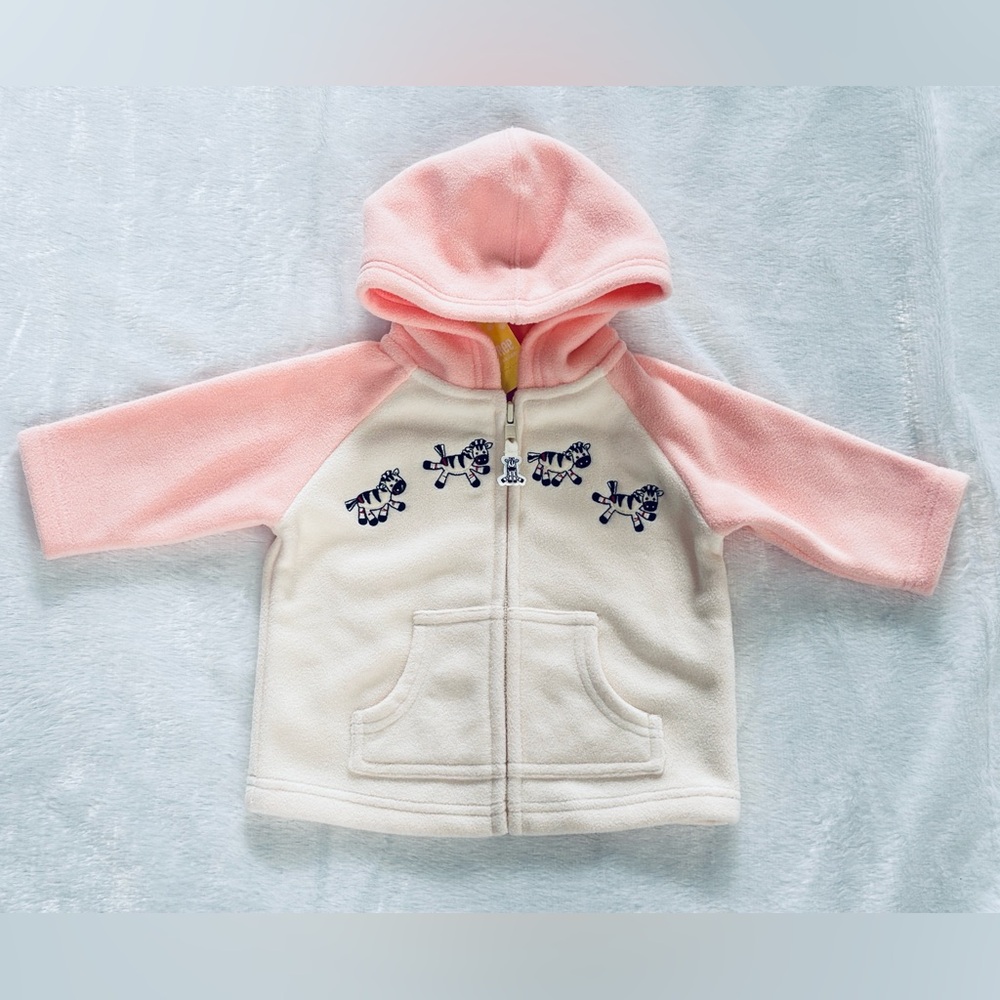 Gymboree SOCK MONKEY & FRIENDS ZEBRA fleece hoodie zip jacket 3-6 MO NWT VINTAGE